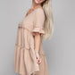 NUVI APPAREL Beige V neck Solid Ruffle Hem Dress