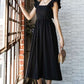 LINEN RUFFLE MID DRESS