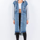 AMERICAN BAZI Contrast Longline Hooded Denim Jacket