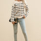 SYNZ Striped Button Up Round Neck Cardigan Sweater