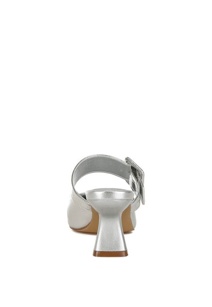 RAG & Co. Bismi Large Buckle Kitten Heel Mules