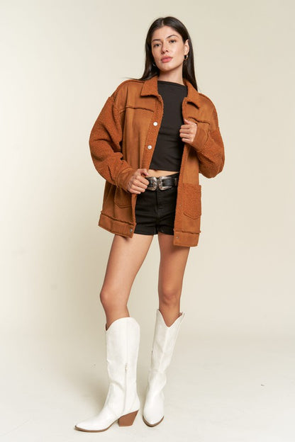 JADE BY JANE Faux Fur and Suede Jacket JJO5028P