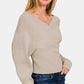 ZENANA Cross Wrap Rib Long Sleeve Sweater
