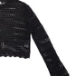 LILOU Black Mesh Knit Crop Cover Top