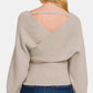 ZENANA Cross Wrap Rib Long Sleeve Sweater
