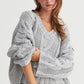 HYFVE Gray Cable Knit V-Neck Sweater