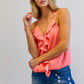 DAVI & DANI Solid V-Neck Sleeveless Ruffle Tank Top