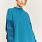 JADE by JANE Silver Studded Fringe Sleeve Sweater Top - JJT5009