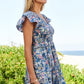 DAVI & DANI Vintage Garden Floral Flutter Smocking Midi Dress