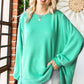First Love Exposed Seam Round Neck Dropped Shoulder Blouse