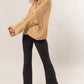 HYFVE Taupe Cable Knit V-Neck Sweater