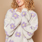 POL Cream Daisy Pattern Drop Shoulder Sweater