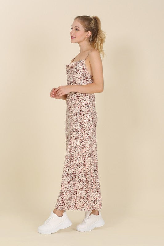 LILOU Leopard Cami Dress with chain trim