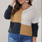 SYNZ Plus Size Color Block Round Neck Sweater
