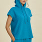 DOUBLE TAKE Full Size Texture Drawstring Short Sleeve Hoodie and Pocketed Pants Set