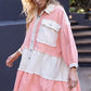 POL Creamy Peach Button up 3/4 Balloon Sleeve Autumn Dress Jacket