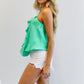 DAVI & DANI Solid V-Neck Sleeveless Ruffle Tank Top