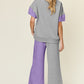 DOUBLE TAKE Full Size Texture Contrast T-Shirt and Wide Leg Pants Set