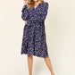 DOUBLE TAKE Full Size Printed Ruffle Hem Long Sleeve Dress