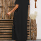 Black V-Neck Short Sleeve Maxi Boho Dress