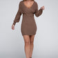 NUVI APPAREL Brown Autumn Cable Knit Sweater Dress