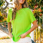BiBi Texture Neon Green Round Neck Short Sleeve Knit Top