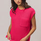 BiBi Fuchsia Patch Pocket Cap Sleeve Sweater Top