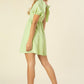 LILOU Light Green Tie Back Dress with Puff Sleeves