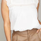 NUVI APPAREL White Swiss dot blouse with lace trim