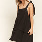 JADE by JANE Square Collar Tied Straps Ruffle Dress