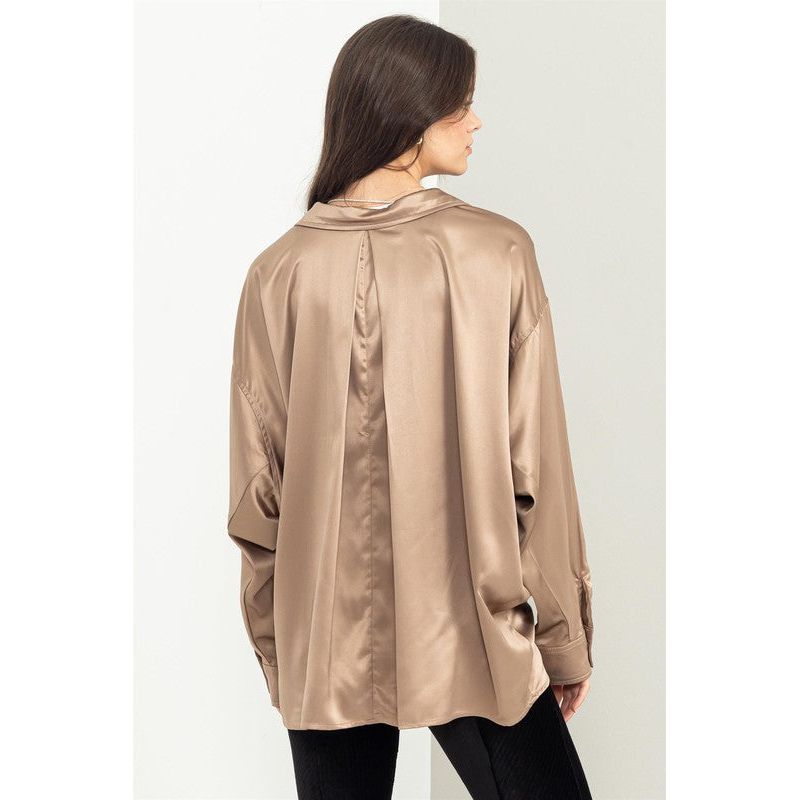 HYFVE Charmed Oversized Buttoned Down Satin Shirt