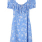 LILOU Light Blue Floral Puff Sleeve Dress