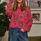 DAVI & DANI Crochet Patchwork Round Neck Pullover Sweater Top