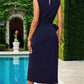 Twisted Slit Cowl Neck Sleeveless Midi Dress