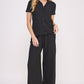 JADE BY JANE Textured Short Sleeves Top & Wide-leg Pants Set