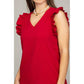 NUVI APPAREL V-neck Ruffle Sleeve-less shirt