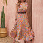 H.R.Z. Ruffled Printed V-Neck Cap Sleeve Tiered Dress