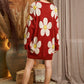 Jade by Jane Women's Plus-size Oversized Knit Sweater with Happy Face Flower Print