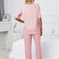 X.Y.M. Printed V-Neck Top and Pants Pajamas Set