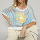POL Hollow Out Flower Half Sleeve Knit Cover Up Top