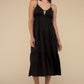 Woven Sweetheart Neckline Tiered Cami Midi Dress