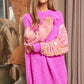 DAVI & DANI Sequin Sleeve Sweater Knit Tunic Top