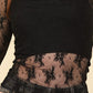 VERY J Mock Neck Fitted Sheer Mesh Lace Blouse