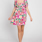 GeeGee Floral Ruff Sleeve Mini Dress