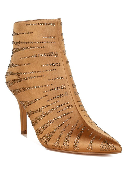 RAG & Co. Toget Satin Rhinestone Ankle Party Boots