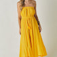 DAVI & DANI Yellow Smocked Casual Midi Sundress
