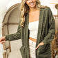 BiBi Olive Checkered Long Sleeve Open Front Cardigan
