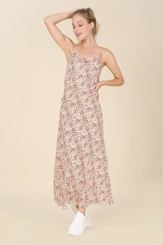 LILOU Leopard Cami Dress with chain trim