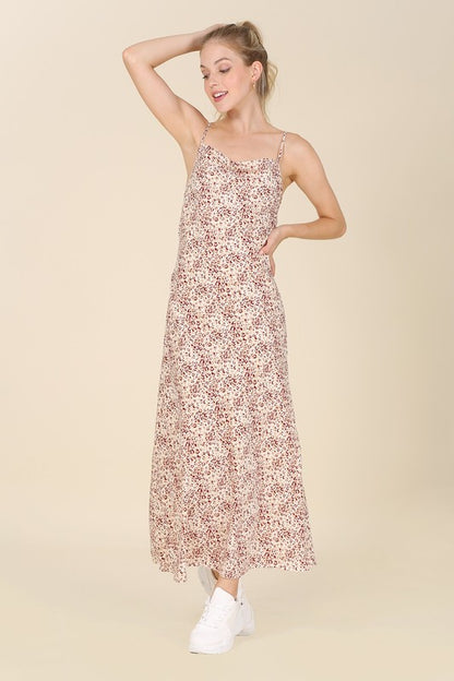 LILOU Leopard Cami Dress with chain trim