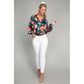 NUVI APPAREL Button-down Abstract Floral Blouse